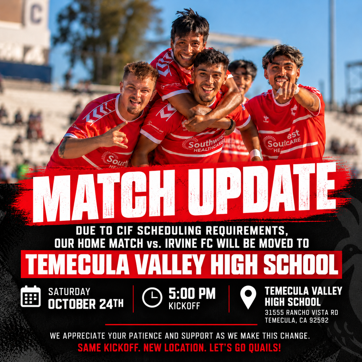 Match Update_ New Location, Same Kickoff